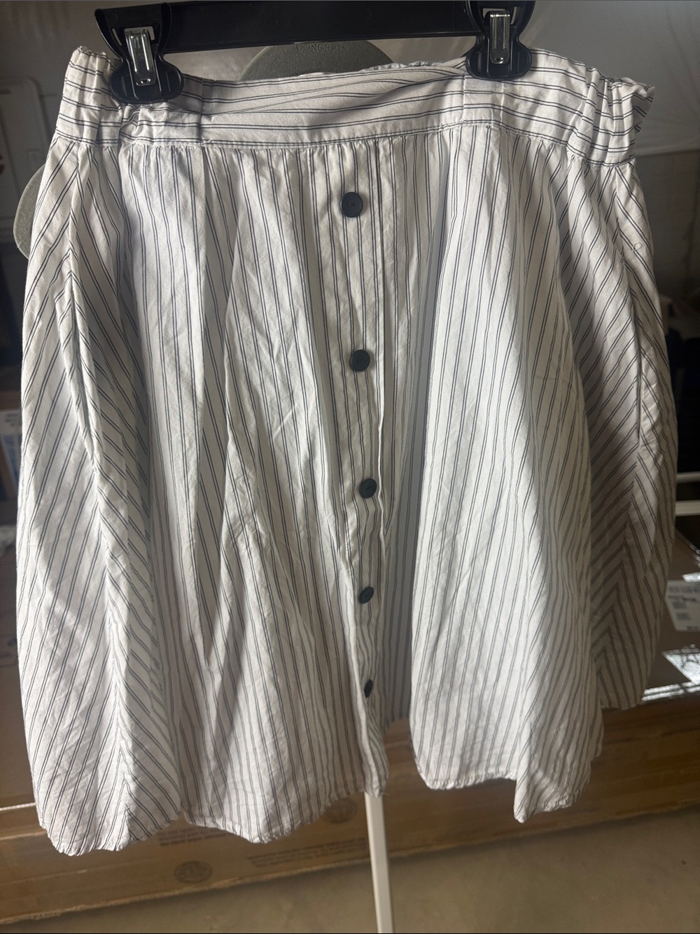 Philosophy White Skirt with Thin Black Stripes
